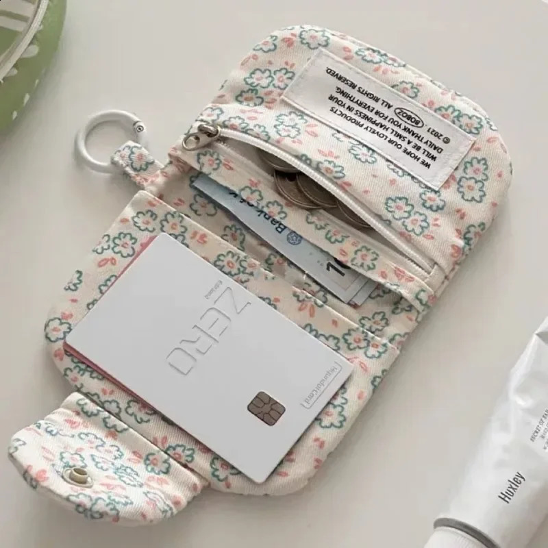 1 Pc Cute Student Coin Purse Card Simplicity Floral Korean Fashion Wallet Holder for Girls Portable Small Storage Bag 241029