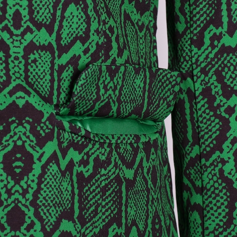 Plus Size Formal Womens Pant Set Green Print Lapel Blazer Suit Two Piece Pant Set Business Clothing 240715