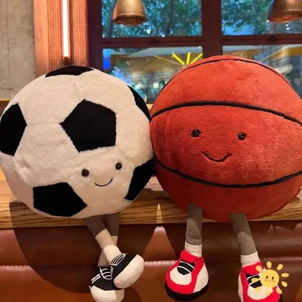 Fluffy Soccer Balls Stuffed Toy Football Basketball with Leg Cartoon Plush Pillow Soft Stuff Soccerball Gifts for KidsM240801