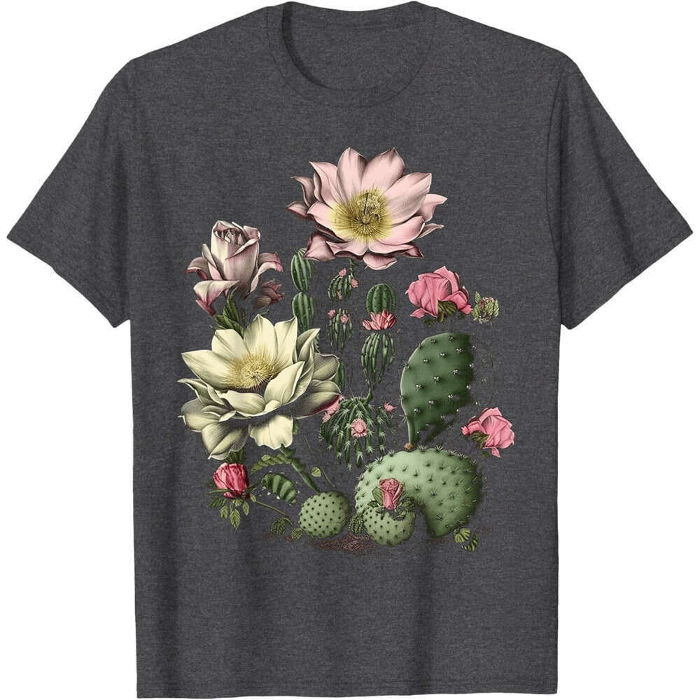 T shirt Mens Cactus Succulent Plant Retro Cacti Botany Botanical Graphic T-Shirt shirts tshirt graphic tee Casual tops summer clothes Short sleeve Fre