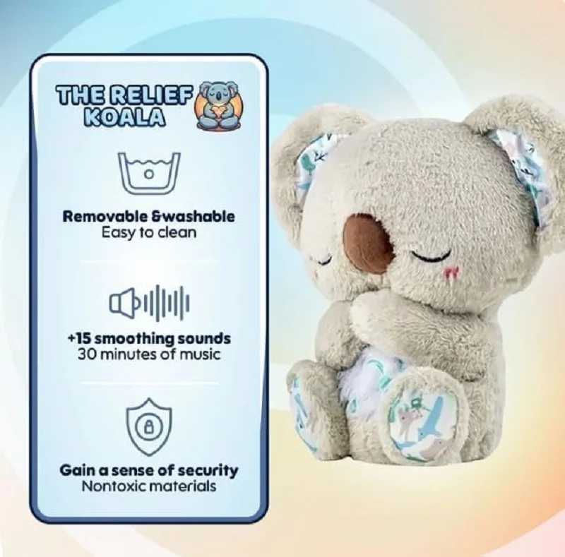 Cute Soothing Koala Bear Sleep Toys for Kids Baby Calming Anxiety Relief Breathing Koala Toy Sleep Buddy Plush Doll With Lights Y240801