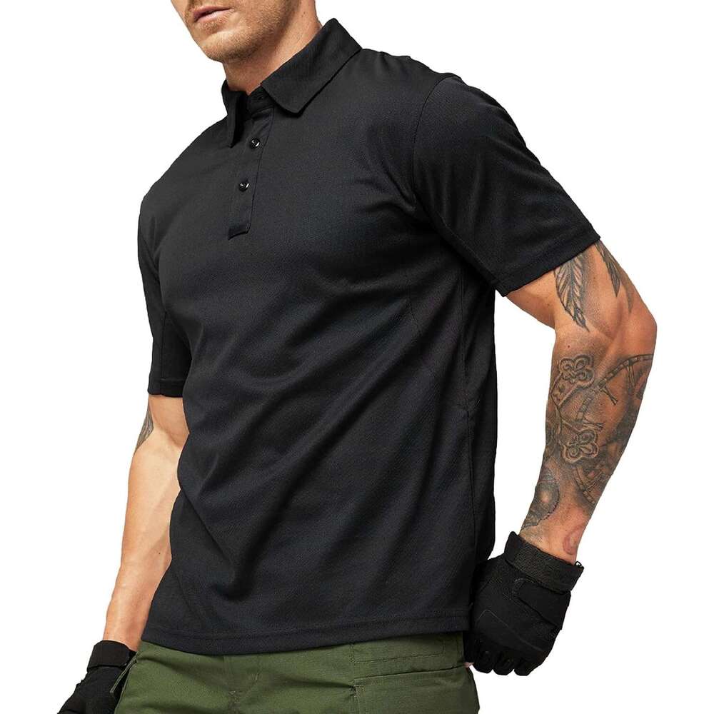 Fashion Mens Polo shirt Outdoor Performance Tactical Polo Shirts Short and Long Sleeve Moisture-Wicking Polos Casual tops summer clothes Short sleeve 