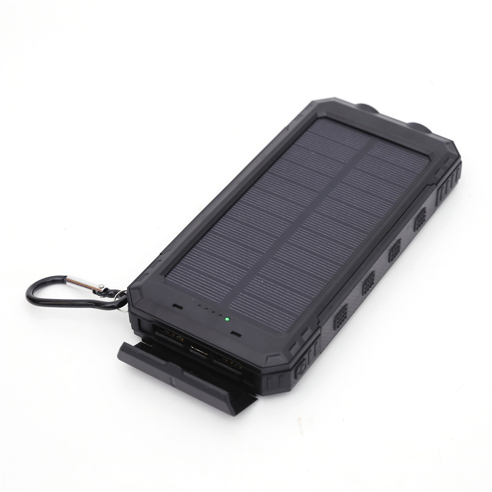 Power Banks 20000mAh solar battery pack outdoor portable charger Powerbank waterproof external battery dual USB charging with LED lights