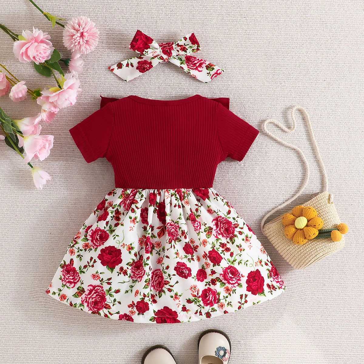 Dress Baby Girl 0-3 Years Old Summer Short Sleeve Fashion Cute Floral Kids Princess Dresses For Newborn Baby Girls X250220