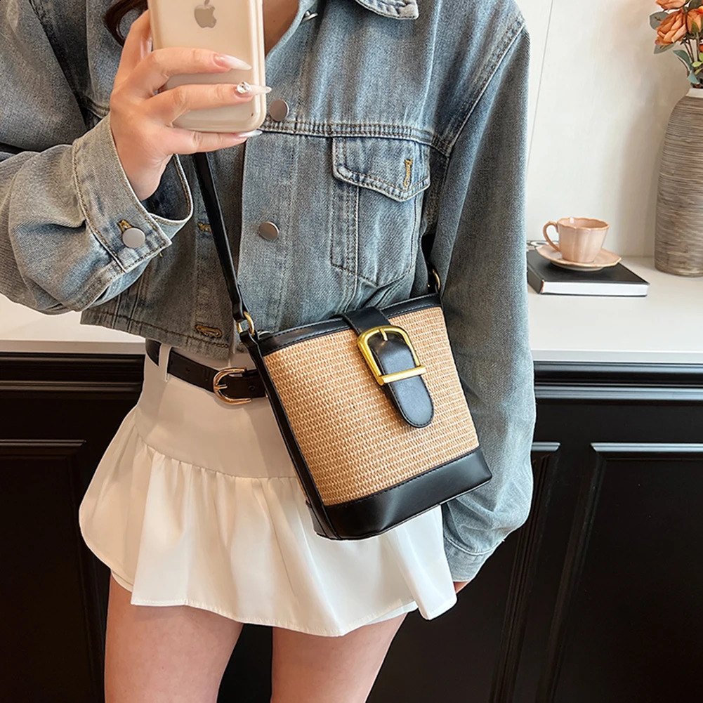 Womens Grass Bucket Bag Grass Bucket Cross Lafia Bag Womens Shoulder Bag Womens Handbag Womens Handbag 241105