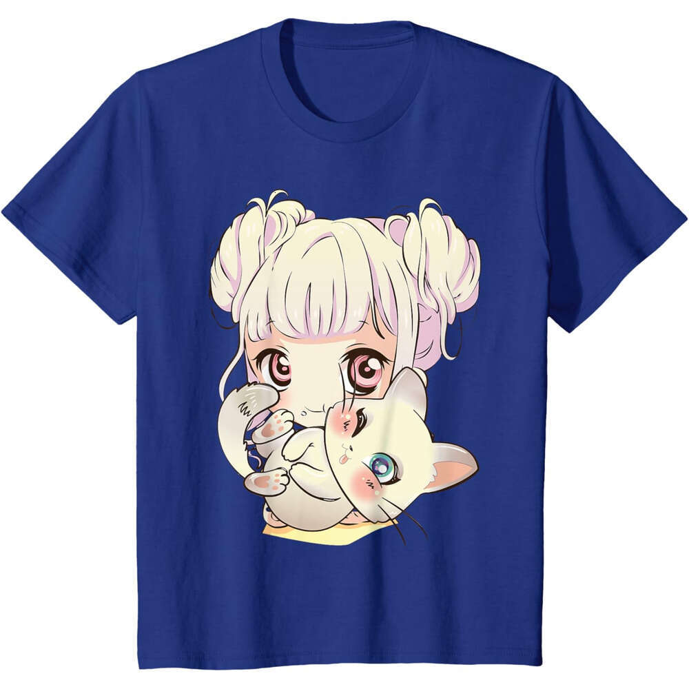 T shirt Mens Womens Cute Anime and Cats Lover Manga kawaii girls Otaku T-Shirt shirts tshirt graphic tee Casual tops summer clothes Short sleeve Free 