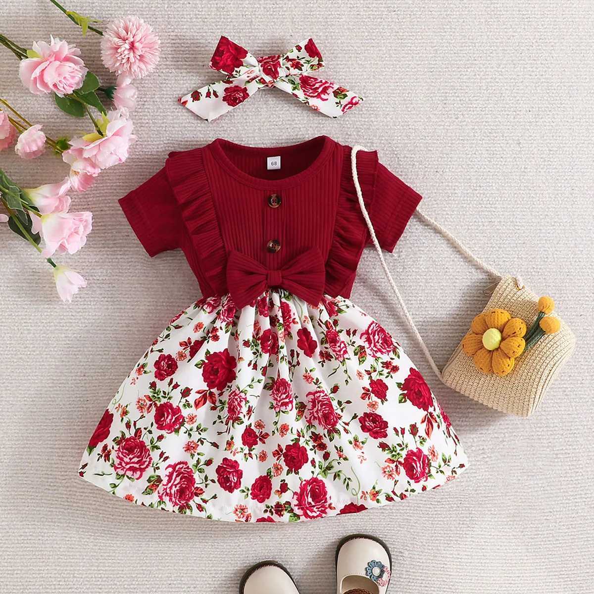Dress Baby Girl 0-3 Years Old Summer Short Sleeve Fashion Cute Floral Kids Princess Dresses For Newborn Baby Girls X250220