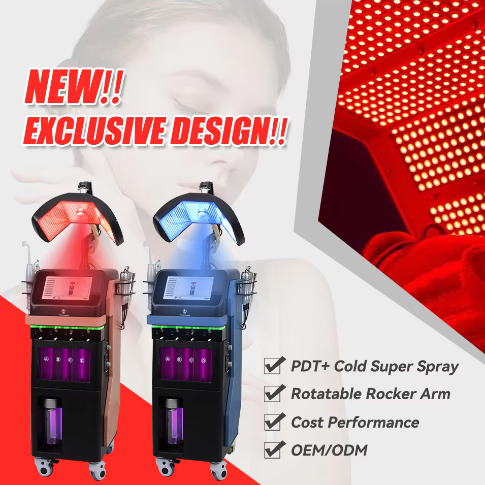 Lady Rainbow 9 in 1 PDT LED Face Dermabrasion beauty Spa Faceting Skin Lifting Anti-aging Machine H2O2 Bubble Cleaning Blackhead Suction Removal Devic