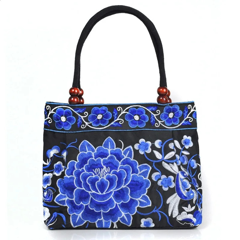Original Ethnic Style Canvas Embroidered Womens Bag Handheld Small Embroidery Handbags for Women 240801