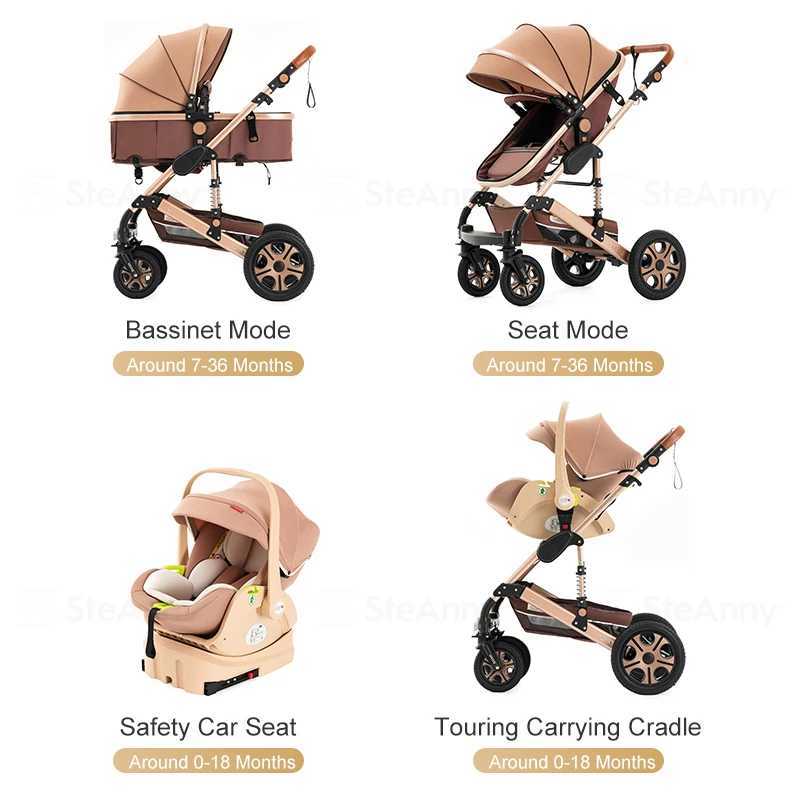 3-in-1 baby stroller baby travel system 3-in-1 baby stroller with Isofix base foldable newborn Pram reversible standard baby stroller Z250319