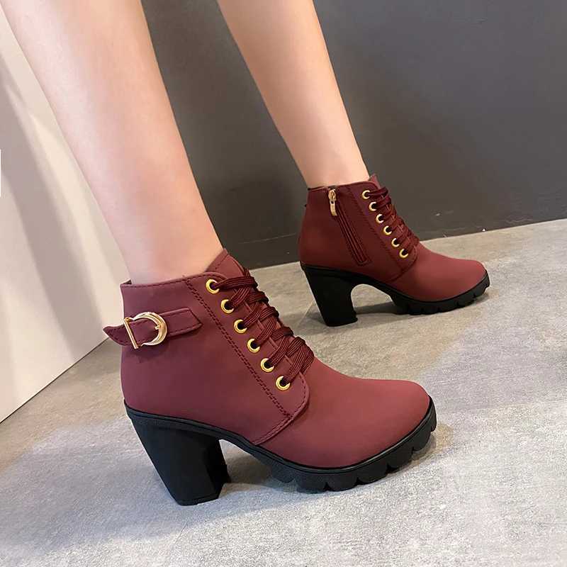 New Year Summer and Winter Womens Pump Boots High Quality Lace European Womens Shoes PU High Heels Quick Delivery Platform Boots CL240906