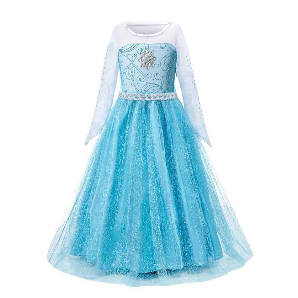 Girl Anna Elsa Dress Kids Halloween Cosplay Costume Children Princess Dresses Carnival Birthday Elegant Party Clothes 3-10 Years Y240731