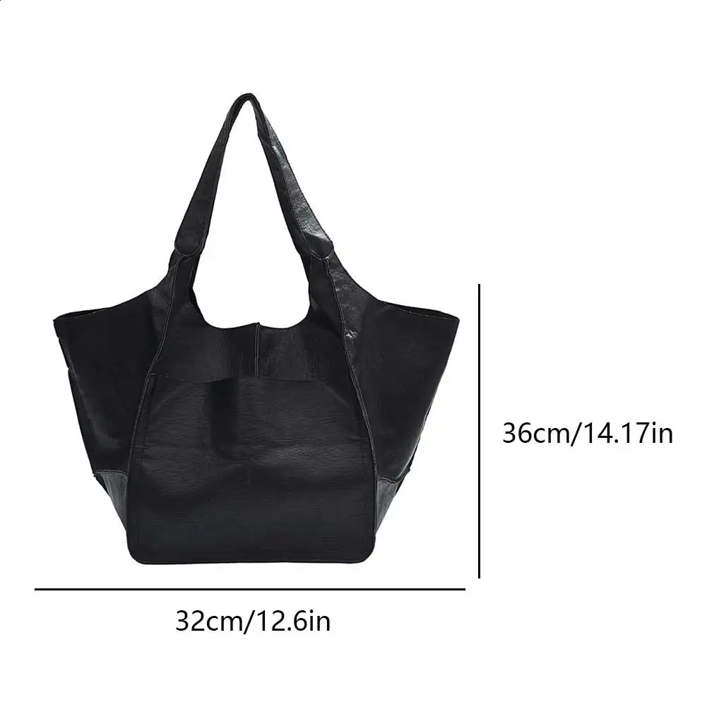 Oversized PU Leather Tote Bag Women Large Capacity Work Hobo Shoulder Bucket Purse And Handbag Big Soft Travel Shopping 240731