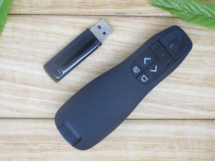JSHFEI 5mw Wireless Presenter Red Laser Pointer R400 2.4Ghz USB PPT Remote Control for Powerpoint Presentation B240801