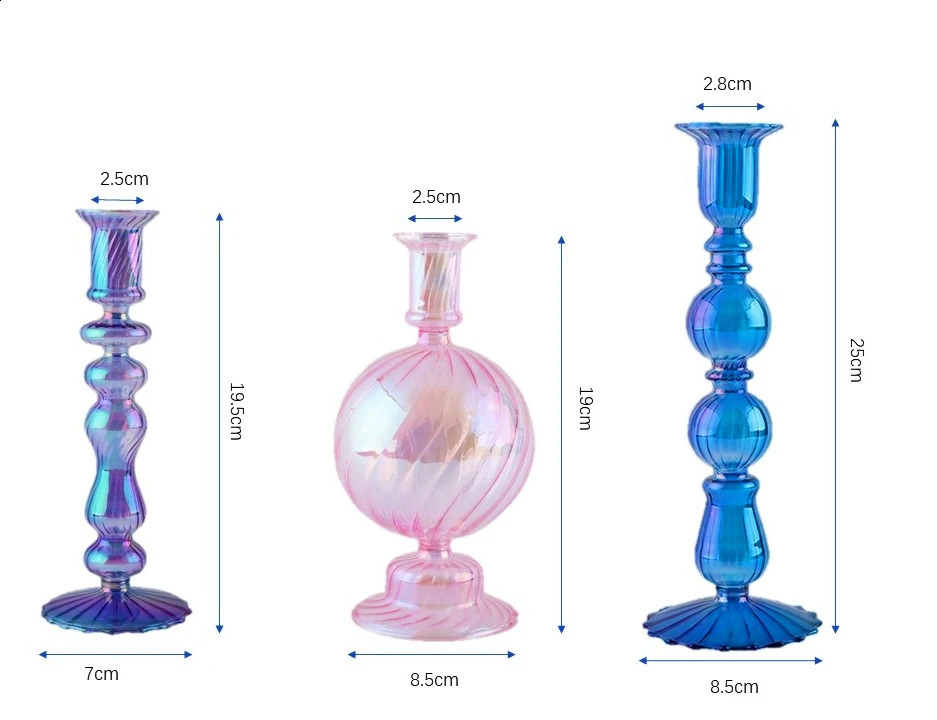 Floriddle Retro Candlesticks Taper Candle Holders Tall Candlesticks Decoration Party Glass Vase Home Decor Wedding Decoration 240731