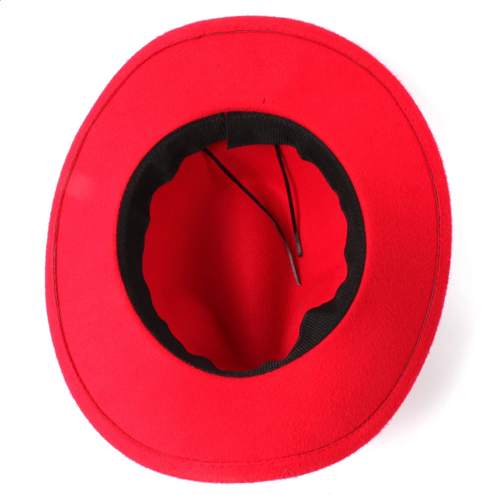 Wome Men Black Wool Chapeu Western Cowboy Hat Gentleman Jazz Sombrero Hombre Cap Elegant Lady Cowgirl Hats 2 Big Size 240718
