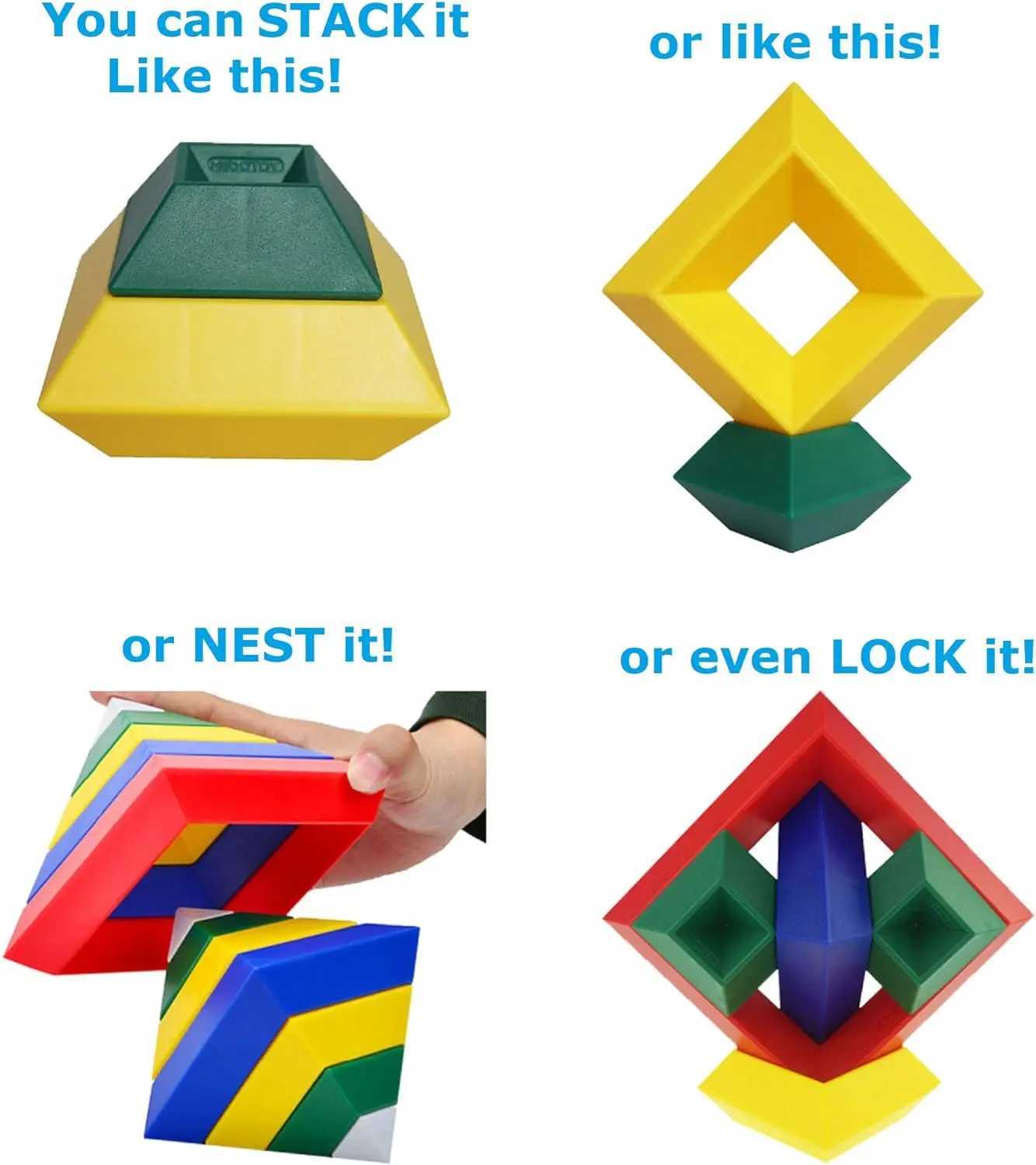 15Pcs Pyramid Stacking Toy Building Blocks 3D Puzzle Brain Teasers Stacker Toy 3D Puzzle Stem Toys Pyramid Speed Cube Y240731