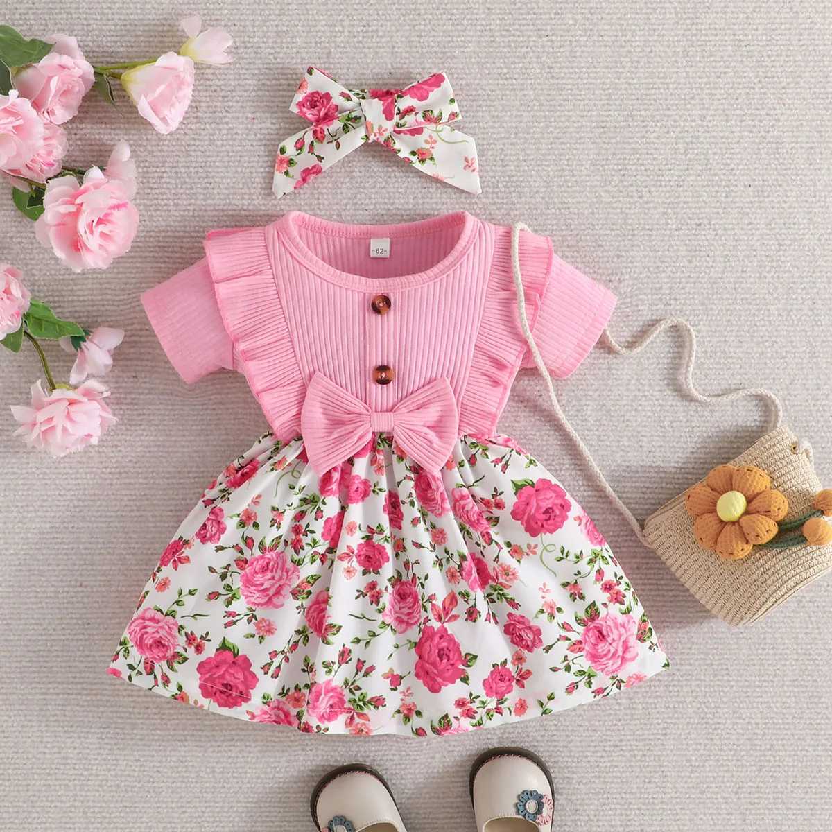 Dress Baby Girl 0-3 Years Old Summer Short Sleeve Fashion Cute Floral Kids Princess Dresses For Newborn Baby Girls X250220
