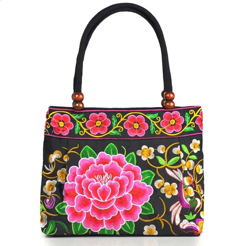 Original Ethnic Style Canvas Embroidered Womens Bag Handheld Small Embroidery Handbags for Women 240801