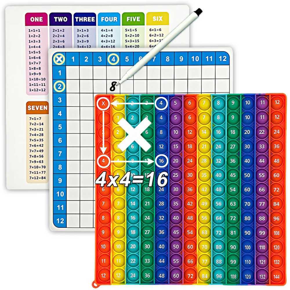 Multiplication Games Pop Toy Erasable Card Pen Quick Push Pop Math Learning Writing Games Educational Stationery for Kid Pupil Y240801