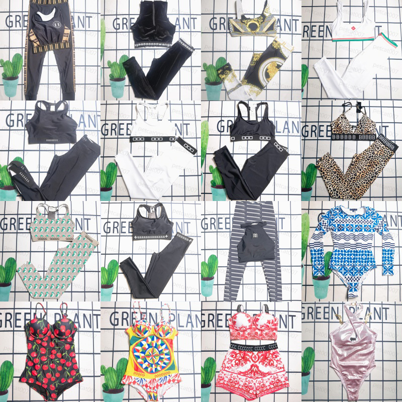 Fashion Tracksuits Vest Pant Yoga Sets Designer Bathing Suit Beach Swimsuit Letter Print Women Two Piece Set Women Push Up Yoga Vest Stretch Yoga Leggings