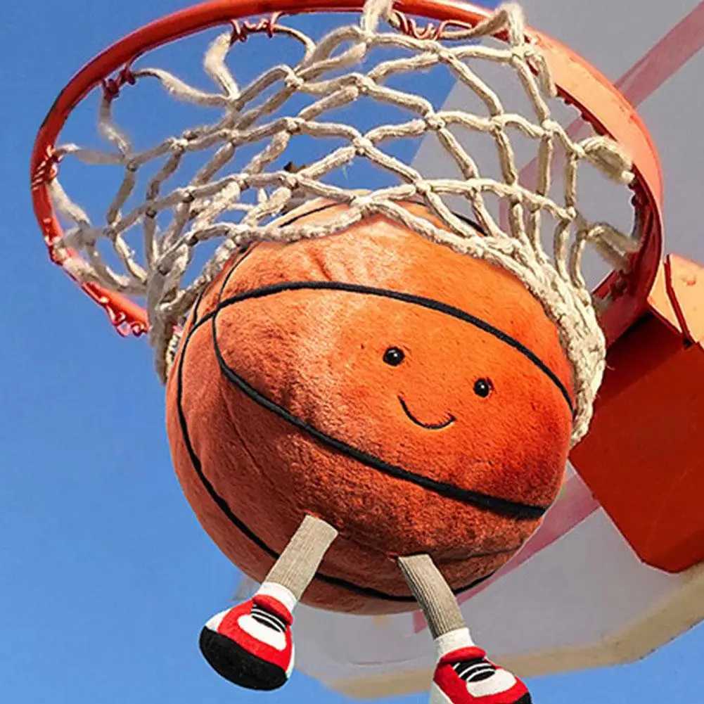Fluffy Soccer Balls Stuffed Toy Football Basketball with Leg Cartoon Plush Pillow Soft Stuff Soccerball Gifts for KidsM240801