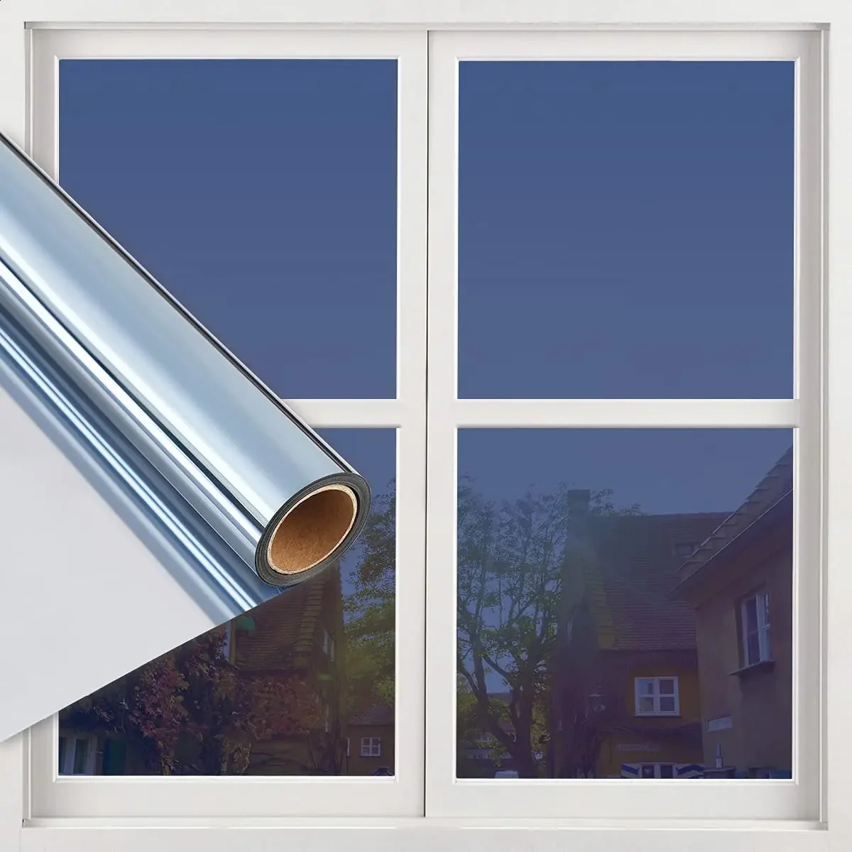 235M One Way Mirror Window Film Vinyl Self-adhesive Reflective Solar Film Privacy Window Tint for Home Silver Glass Sticker 240731
