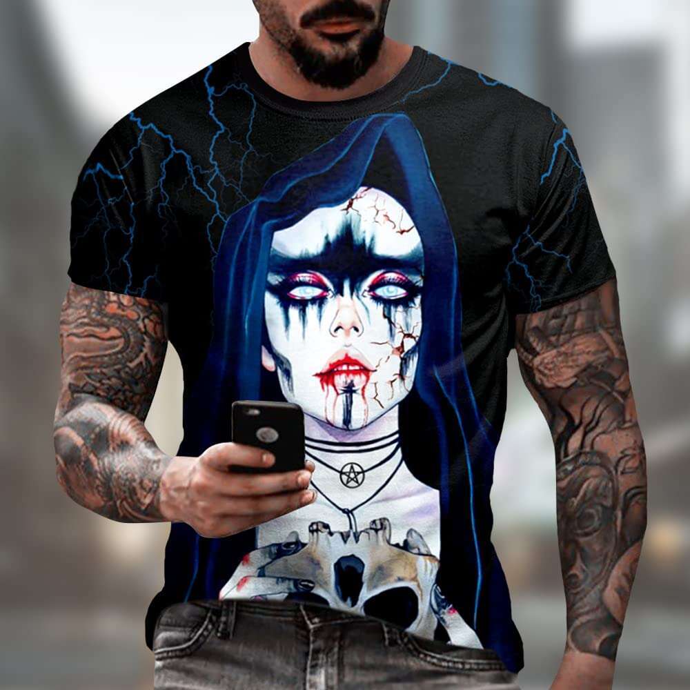 T shirt Mens Halloween T-Shirts 3D Print Short Sleeve T-Shirt Casual Neck Novelty Street Fashion Shirts tshirt graphic tee summer clothes Short sleeve