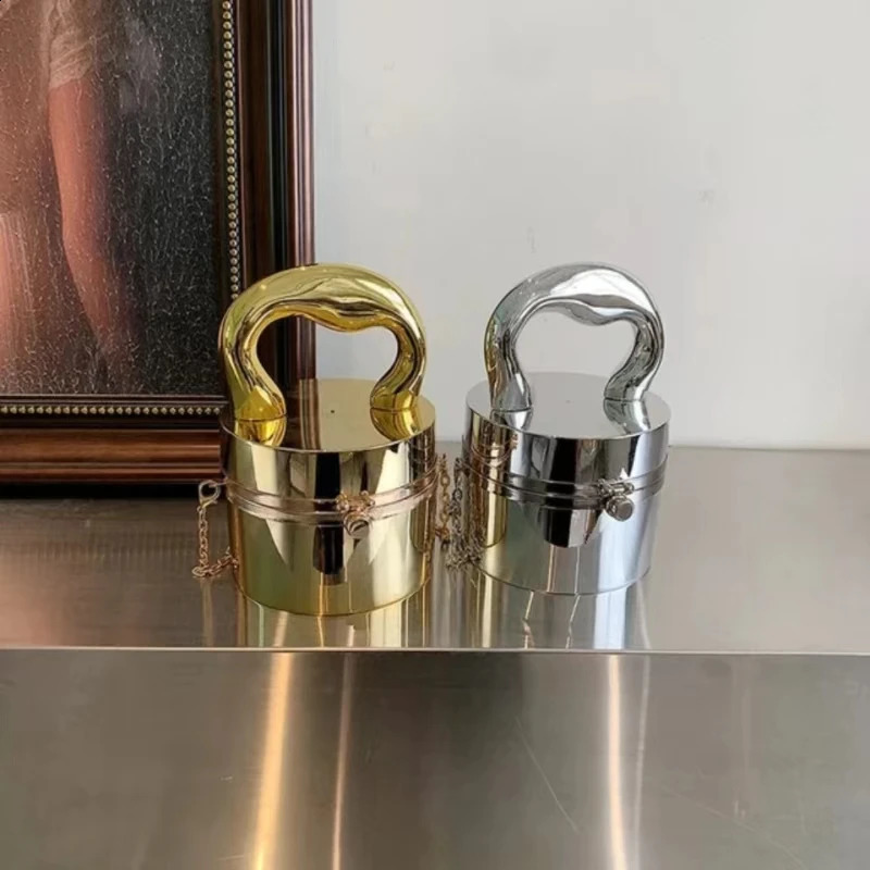 Foreign Style Bright Noodle Handbag Acrylic Texture Metal Oneshoulder Bag Senior Sense Oblique Small Square 240731