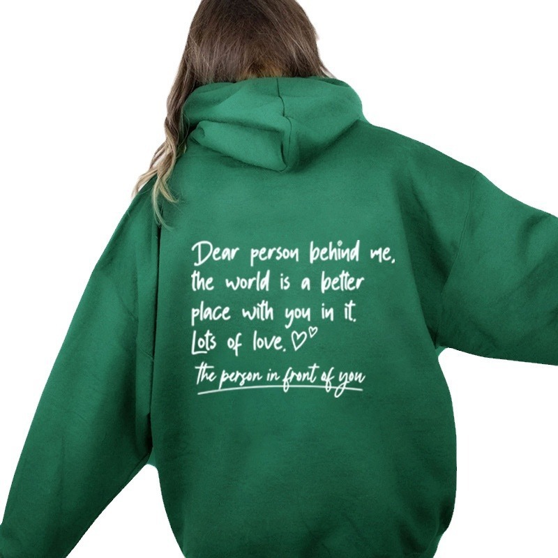 New autumn winter with fashionable lettering printed hooded back collar and plush hoodie for women long sleeves F8.1#30
