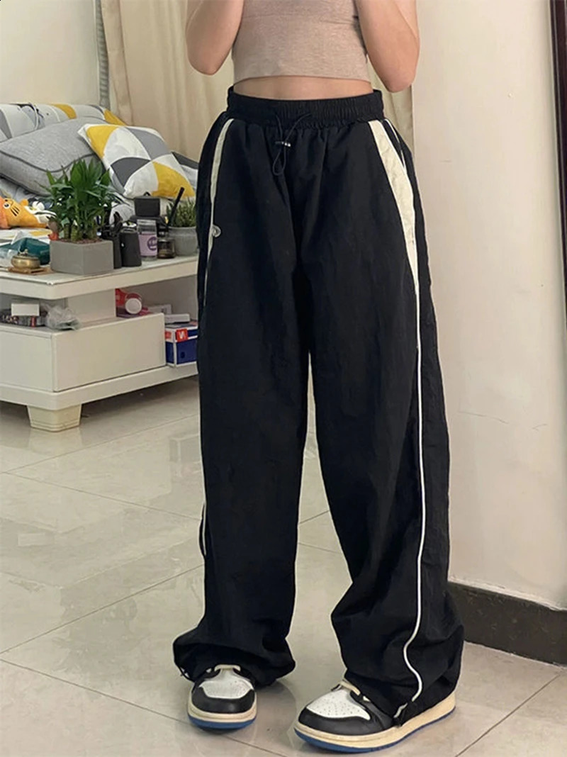 Y2k Women Wide Leg Cargo Pants Casual Streetwear Loose Drawstring Trousers Drawstring Sweatpants Female Vintage Baggy Joggers 240821