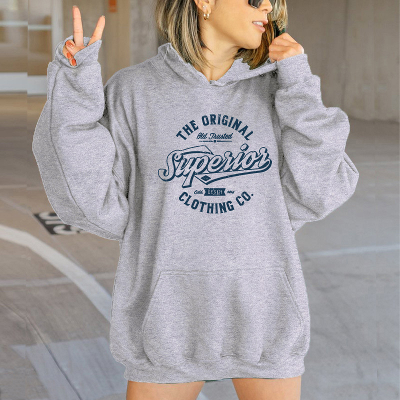 European and American Ins trendy women's hoodie with personalized printed letters, women's hooded fleece hoodie F8.1#30