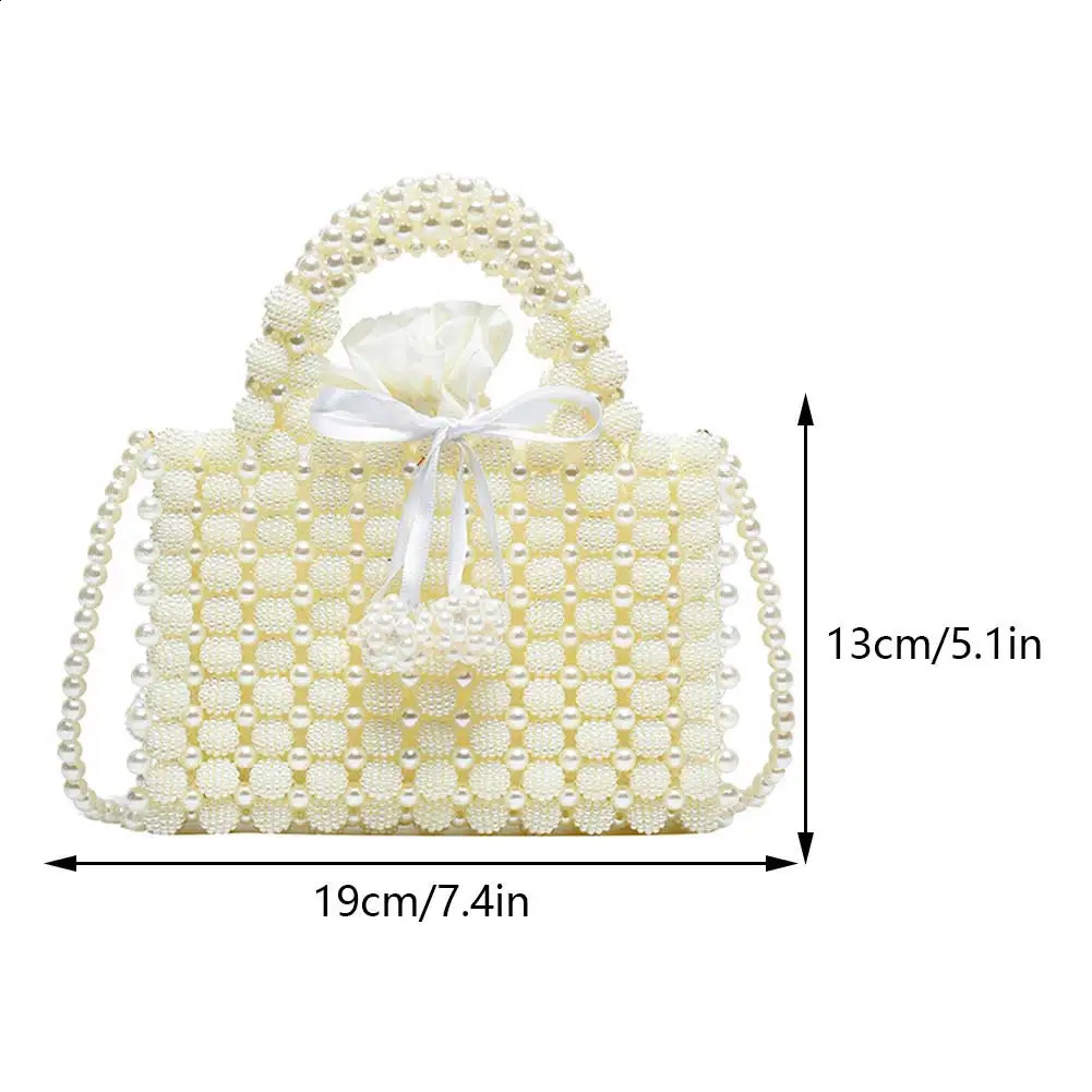 Korean Handmade Beaded Pearl Bag Woven Small Coin Phone Purses Shoulder Female Evening Clutch Crossbody Tote Bags 240731