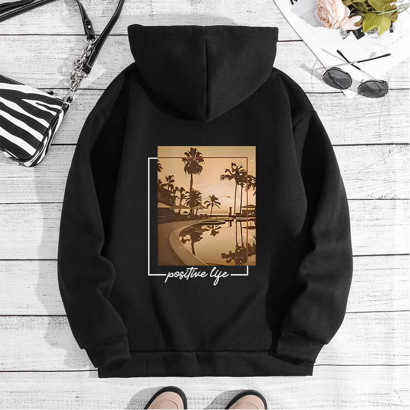 New urban style fashion printed hoodie for autumn winter, hooded back with collar and plush top F8.1#25