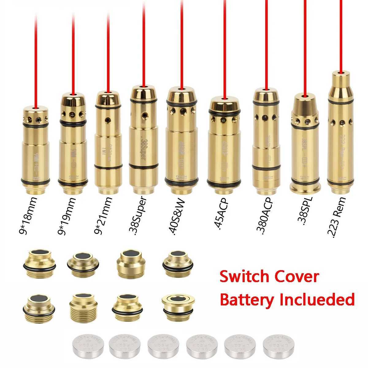 9mm/.40S W/.38SPL/.223Rem Laser Trainer Cartridge Switch Cover Laser Training Bullet Breech Cover Tail Switch Laser Accessories B240801