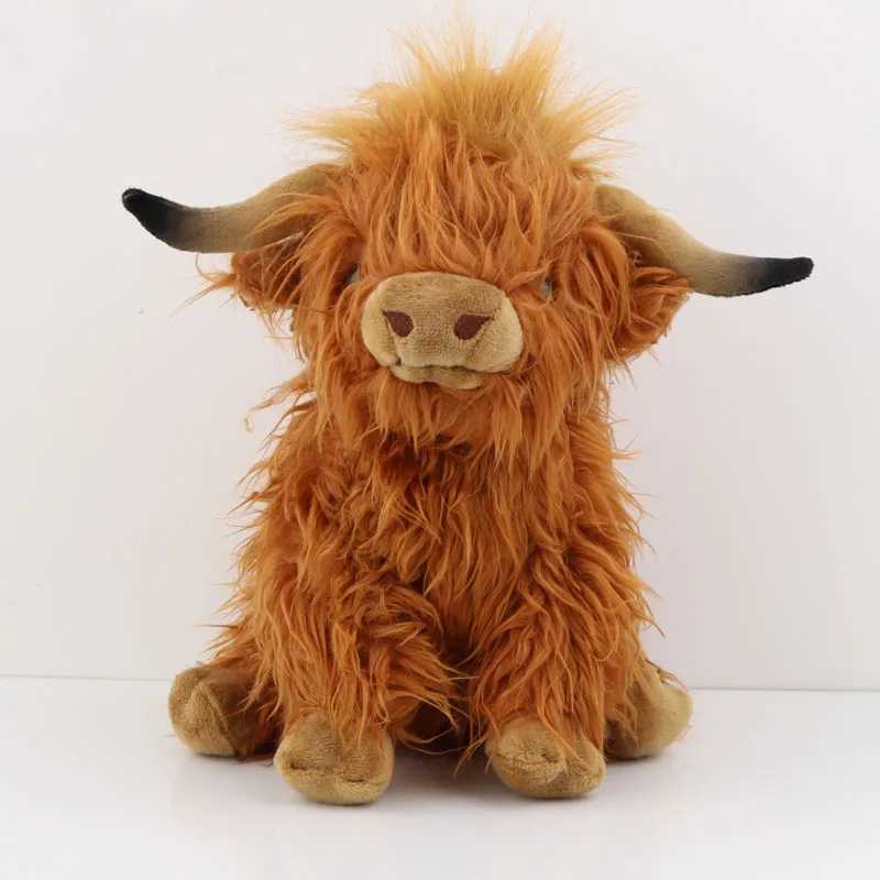 25cm Simulation Highland Cow Plush Animal Doll Soft Stuffed Highland Cow Plush Toy Kawaii Kids Baby Gift Toy Home Room Decor Y240731
