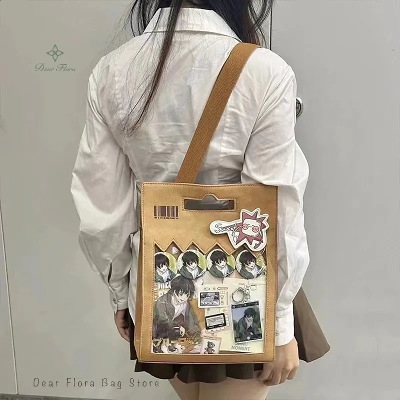 Womens 20CM Dolls Bag Personalized Cute Ita Bag Street Trend Y2K Shoulder Crossbody Bag Kawaii Transparent Display Handbags 240801
