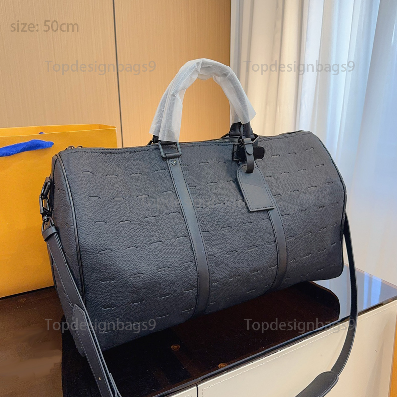 top grade designer duffel bags for men women real leather canvas outdoor packs travel luggages large capacity carry on handbags luxury crossbody shoulder bags