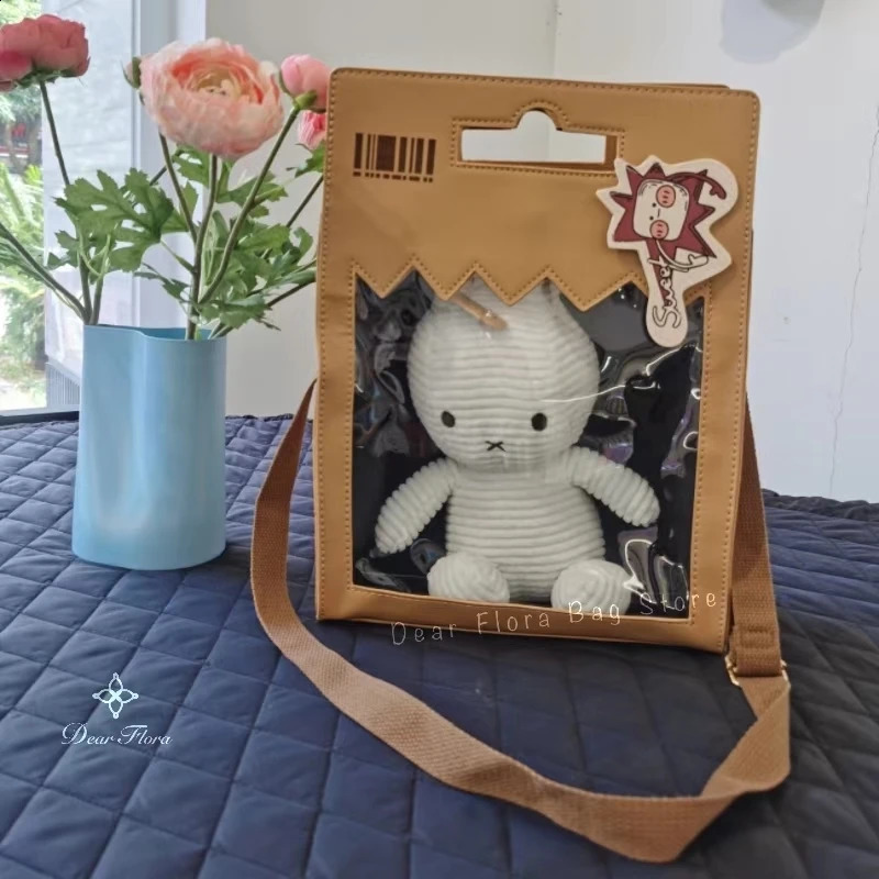 Womens 20CM Dolls Bag Personalized Cute Ita Bag Street Trend Y2K Shoulder Crossbody Bag Kawaii Transparent Display Handbags 240801