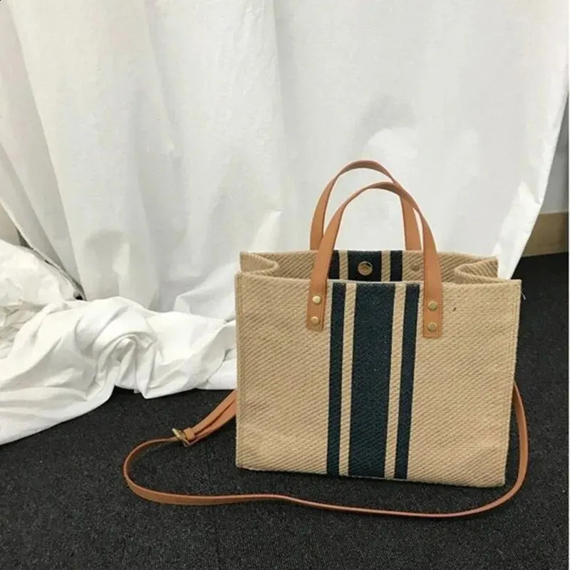 Casual Canvas Stripe Pattern Large Capacity Multifunction Travel Bag Student School Bags Women Daily 240731
