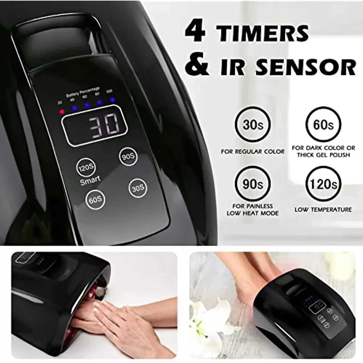 90W Rechargeable Nail Lamp with Mirror Bottom Cordless LED Light for Acrylic Nails Manicure Machine Wireless Nail UV LED Lamp W250513