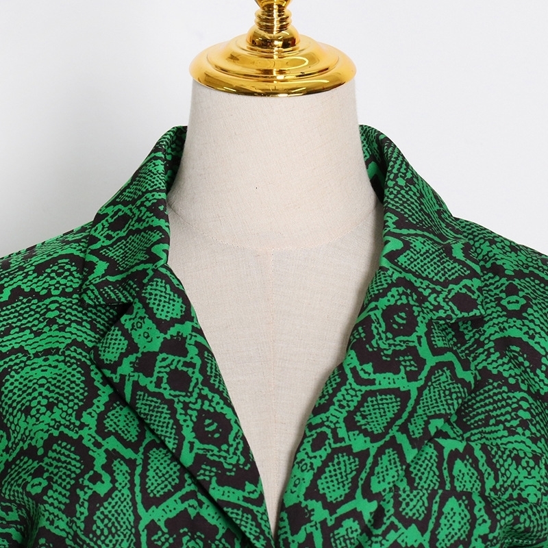Plus Size Formal Womens Pant Set Green Print Lapel Blazer Suit Two Piece Pant Set Business Clothing 240715
