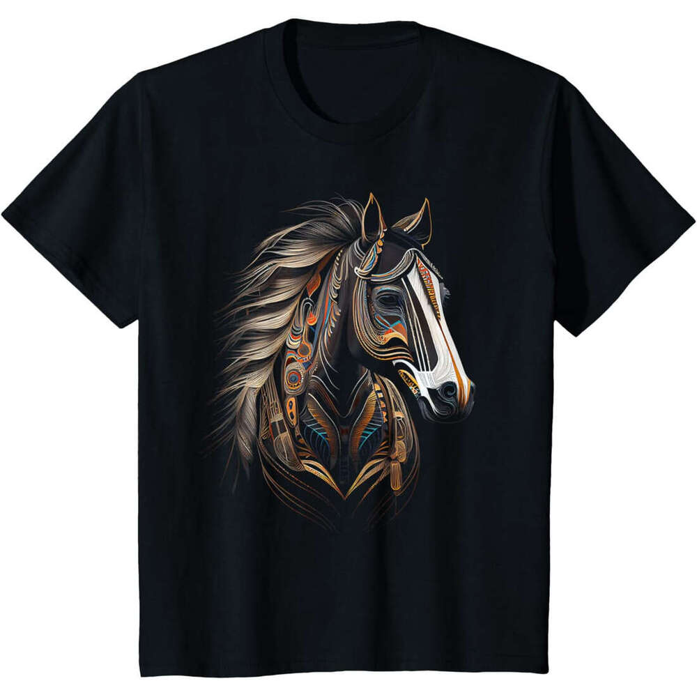 T shirt Mens Horse Tribal Abstract Art Graphic T-Shirt shirts tshirt graphic tee Casual tops summer clothes Short sleeve Free shipping