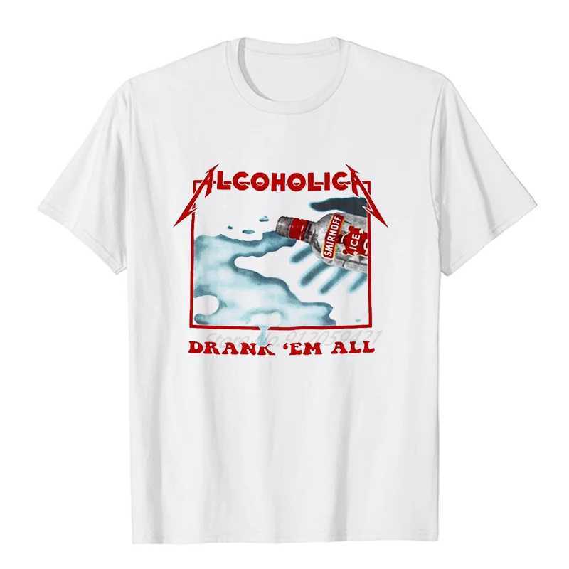 Alcoholica T Shirt Drankem All Vodka Metal Music Cool Gift Tee T shirt Harajuku Streetwear Men clothingM240731