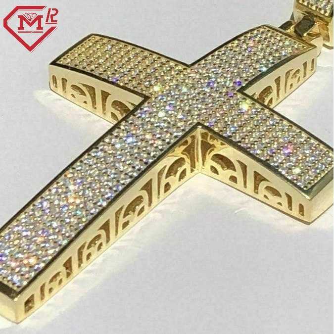 Hiphop Moissanite Cross Pendant 925 Sterling Silver Big Iced Cross Custom Vvs Moissanite Pendant