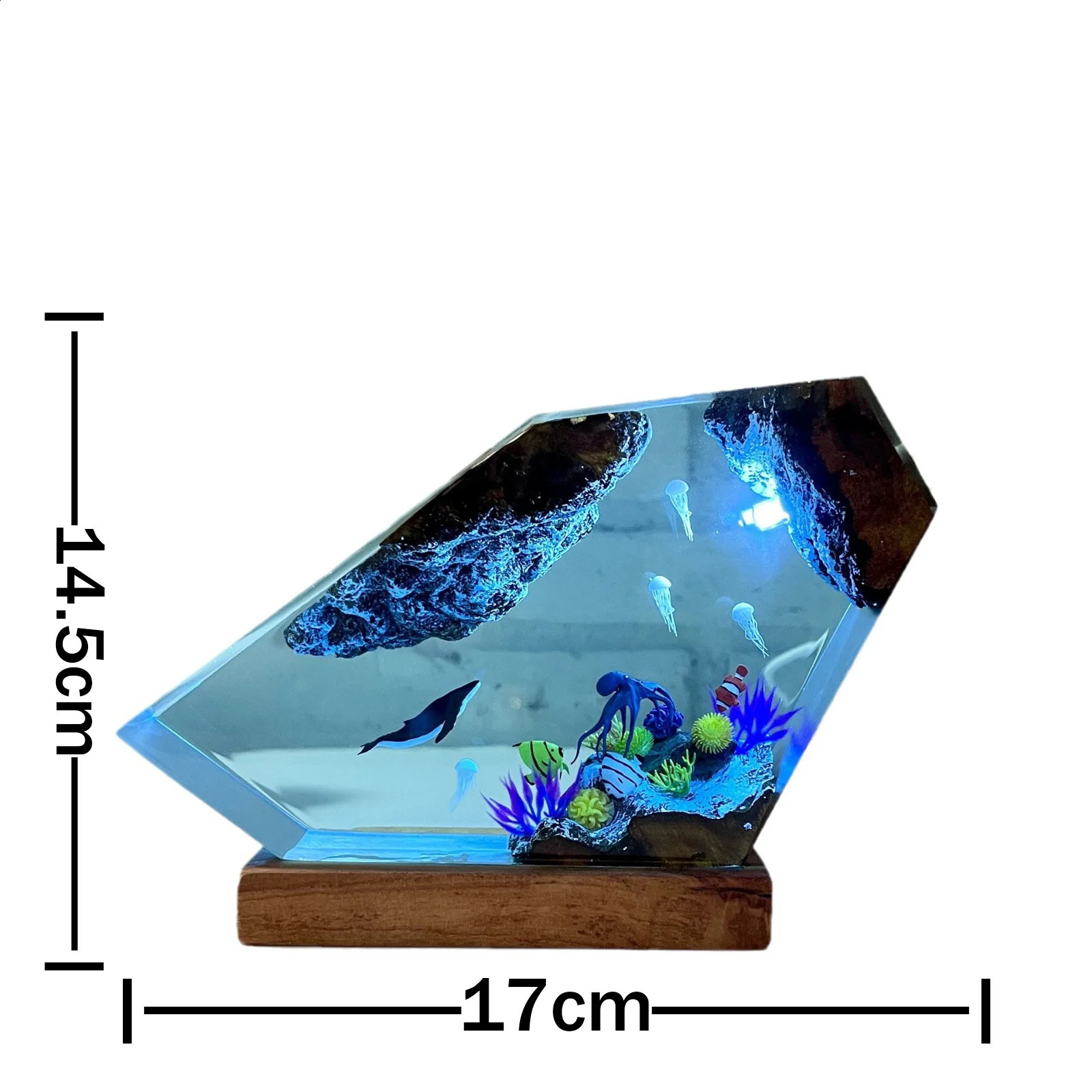 selling Ocean World Organic Resin Desk Lamp USB Charging Creative Art Decorative Lamp Whale and Jellyfish Theme Night Light 240731