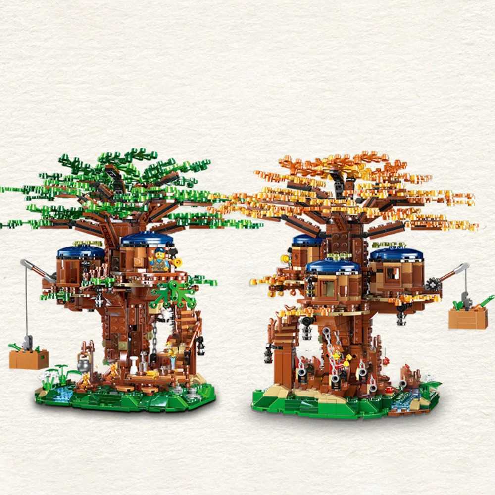 MOC 1013Pcs All Seasons Treehouse City Building Blocks Tree House creator Room Home Bricks Set Kids Children Toys Gift Y240731