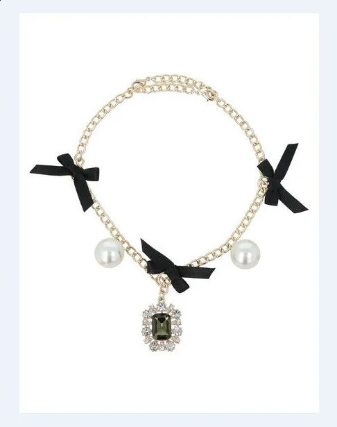 Japanese Style Fashion Rhinestone Pearl Bowknot Bag Chain Ornaments Sweet Diamond Charms Bow Pendants 240731