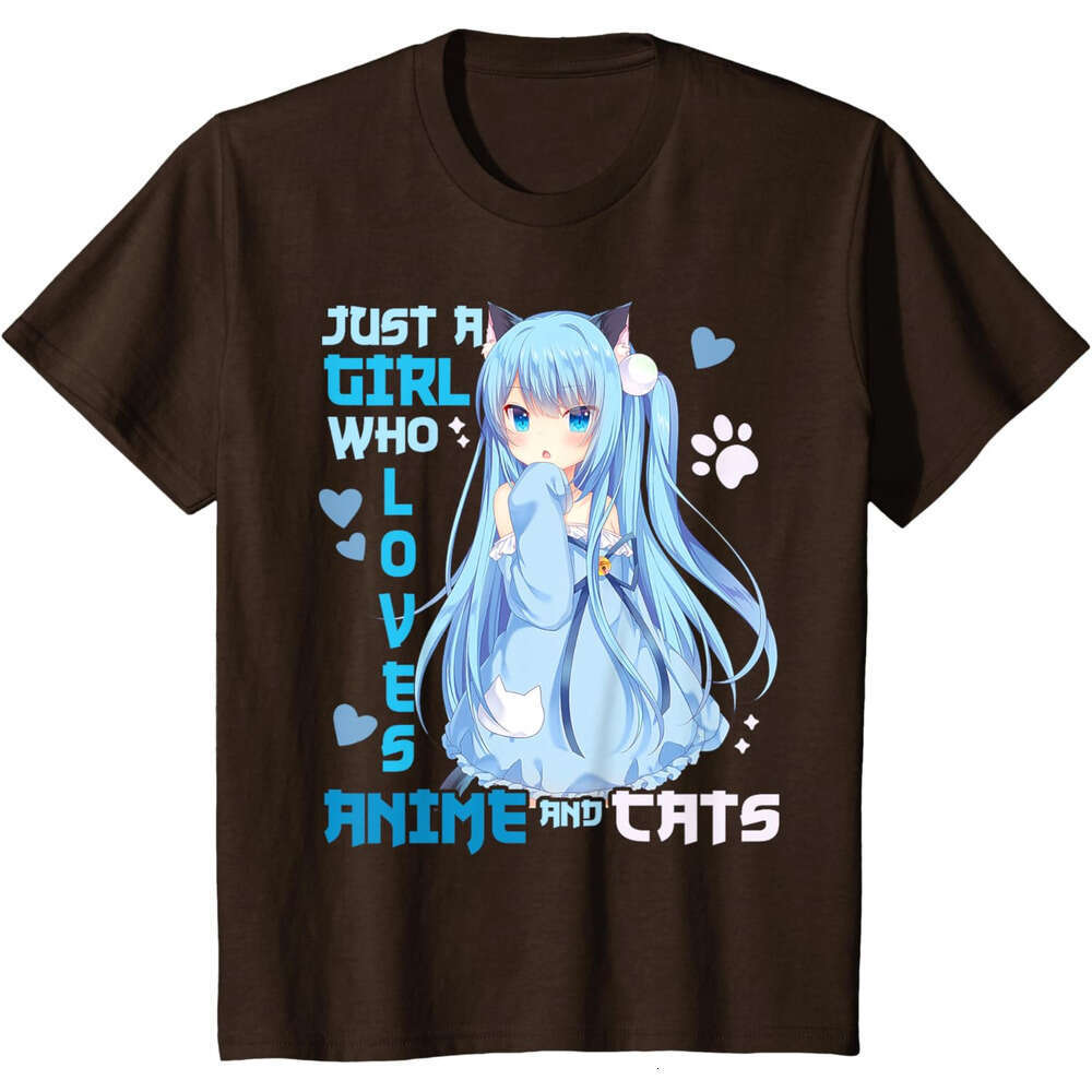 T shirt Mens Womens Just A Who Loves Anime And Cats Funny Kawaii Otaku Girl T-Shirt shirts tshirt graphic tee Casual tops summer clothes Short sleeve 