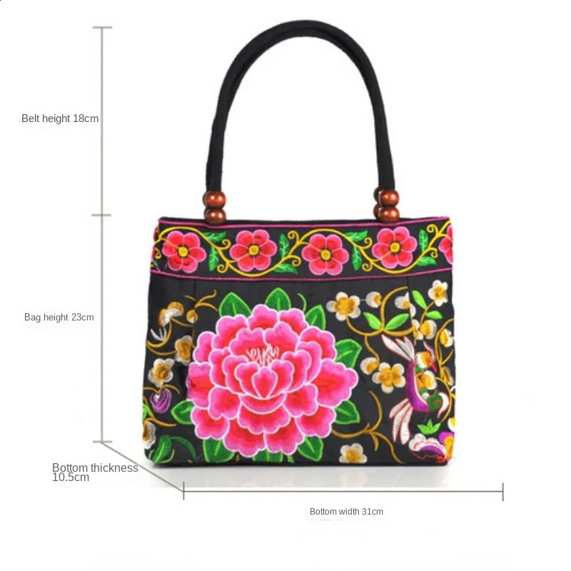 Original Ethnic Style Canvas Embroidered Womens Bag Handheld Small Embroidery Handbags for Women 240801